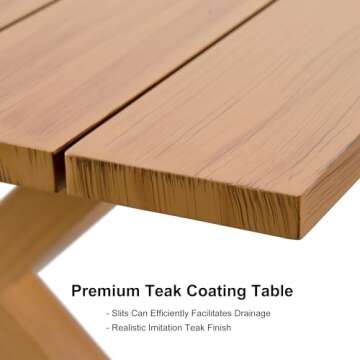 PURPLE LEAF 11 Pieces Patio Dining Set Wicker Outdoor Furniture Rectangular Table and Chairs Set for Garden Deck Teak-Finish Aluminum Frame Backyard Kitchen Set, Cushions and Pillows Included