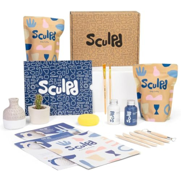 Sculpd Pottery Starter Kit - Complete Air Dry Clay Beginner Set for 2 Adults: Includes Sculpting Too...