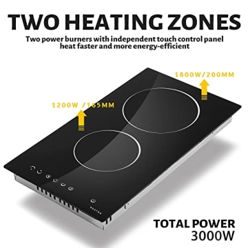 Noxton 12 Inch 2 Burner Electric Cooktop with Touch Control