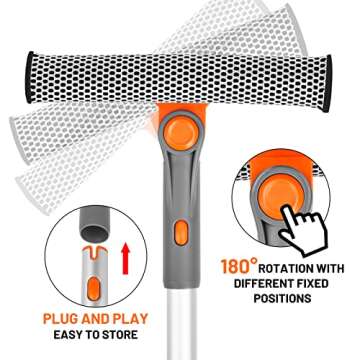 eazer Window Squeegee for Home, 2-in-1 Squeegee for Window Cleaning kit with Multiple Angles, Profes...