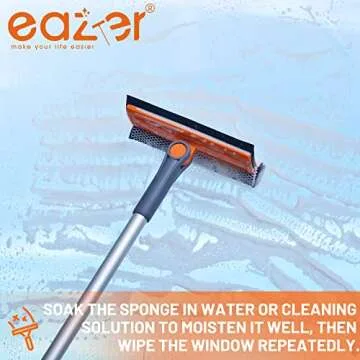eazer Window Squeegee for Home, 2-in-1 Squeegee for Window Cleaning kit with Multiple Angles, Professional Window Cleaner Tool, Multi-Use Window Washing Kit with Extension Pole(20''-30'')