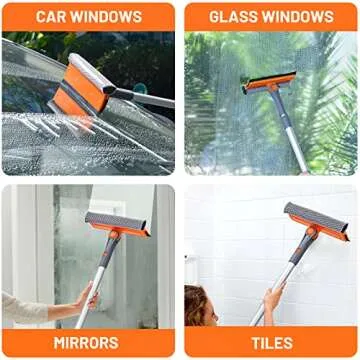 eazer Window Squeegee for Home, 2-in-1 Squeegee for Window Cleaning kit with Multiple Angles, Professional Window Cleaner Tool, Multi-Use Window Washing Kit with Extension Pole(20''-30'')