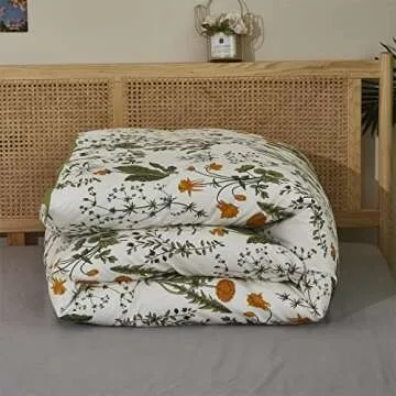Wellboo Botanical Comforter Sets Full White and Green Floral Bedding Comforters Sage Green Plant Quilts Full Girls Women Cotton Watercolor Flower Quilt Garden Bohemian Bedding Rustic Leaf Blossom Bed
