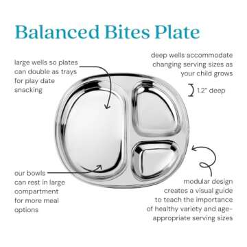 Durable Ahimsa Kid's Stainless Steel Plates - Set of 4