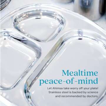 Durable Ahimsa Kid's Stainless Steel Plates - Set of 4