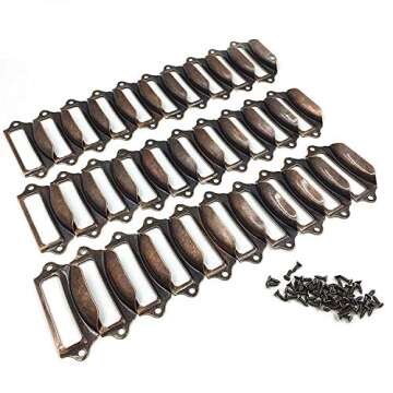 DD-life Office Library File Drawer Tag Frame Label Holder Pull Handle 30Pcs (Copper)