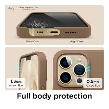 elago Compatible with iPhone 13 Pro Case, Liquid Silicone Case, Full Body Screen Camera Protective Cover, Shockproof, Slim, Anti-Scratch Soft Microfiber Lining, 6.1 inch (Brown)