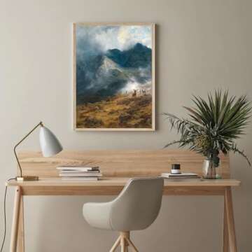 Oil Painting Vintage Poster of Scottish Highlands Deer Scotland Landscape Scenery | 11x17 12x18 16x24 24x36 Antique Print | Unframed Wall Art | Old Style Gift | Rustic Home Office Decor