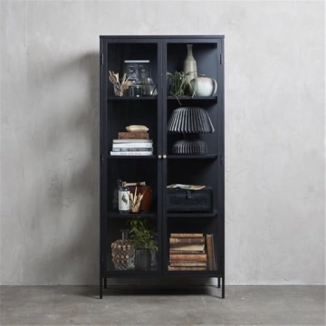 Modern Nyhus Glass & Steel Storage Cabinet for Home