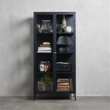 Modern Nyhus Glass & Steel Storage Cabinet for Home