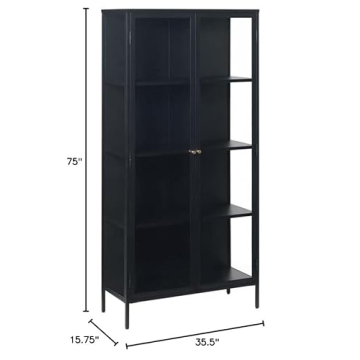 Modern Nyhus Glass & Steel Storage Cabinet for Home