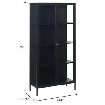 Modern Nyhus Glass & Steel Storage Cabinet for Home