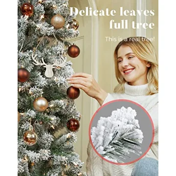 OasisCraft 9ft Prelit Snow Flocked Christmas Tree