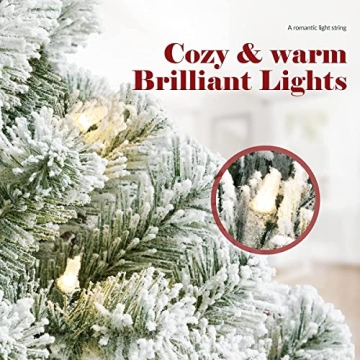 OasisCraft 9ft Prelit Snow Flocked Christmas Tree