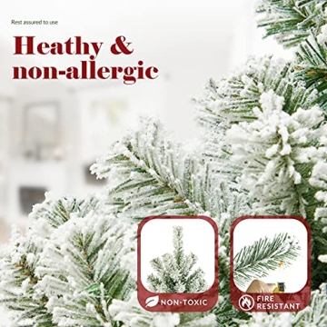 OasisCraft 9ft Prelit Snow Flocked Christmas Tree