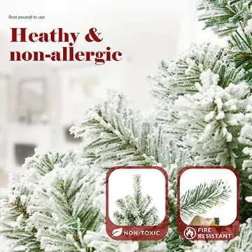 OasisCraft 9ft Prelit Snow Flocked Christmas Tree