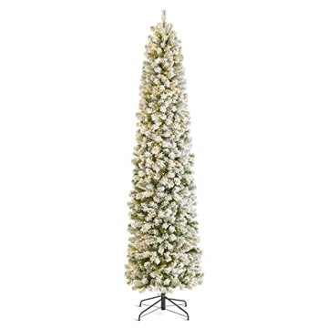 OasisCraft 9ft Prelit Snow Flocked Christmas Tree