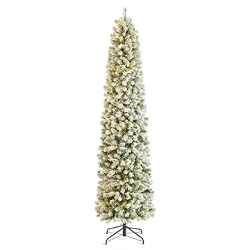 OasisCraft 9ft Prelit Snow Flocked Christmas Tree