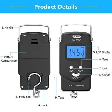 Dr.meter Fish Scale with Backlit LCD - 110lb Capacity