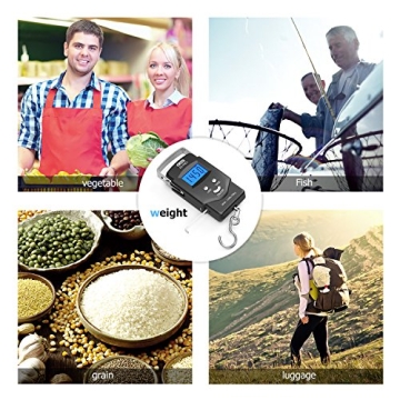 Dr.meter Fish Scale with Backlit LCD - 110lb Capacity