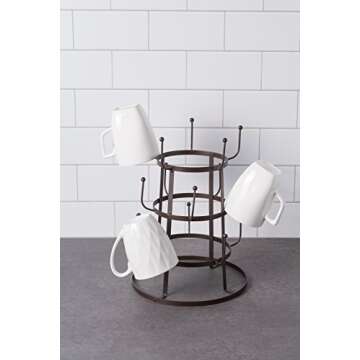 DII Metal Kitchen Storage Collection 3-Tier Mug Tree Stand, 9.5x12.75, Rustic Bronze