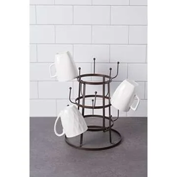 Rustic Bronze 3-Tier Mug Tree Stand for Kitchen Organization