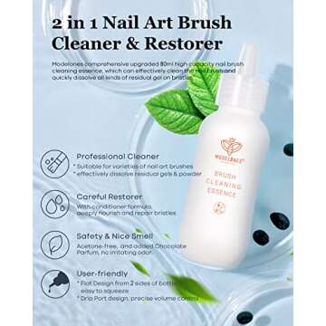 Modelones Nail Art Brush Cleaner & Restorer for Gel Polish/Nail Extension Gel/Nail Art Liner/Dip Pow...