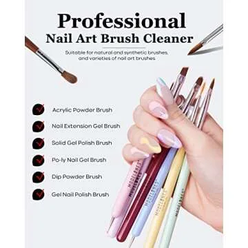 Modelones Nail Art Brush Cleaner & Restorer for Gel Polish/Nail Extension Gel/Nail Art Liner/Dip Powder/Acrylic Powder Manicure Brush DIY Salon at Home - 80ml/2.71 Fl.Oz