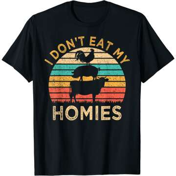 Funny Vegan Retro T-Shirt for Vegetarians