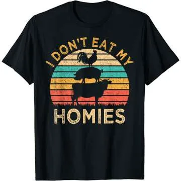 Funny Vegan Retro T-Shirt for Vegetarians