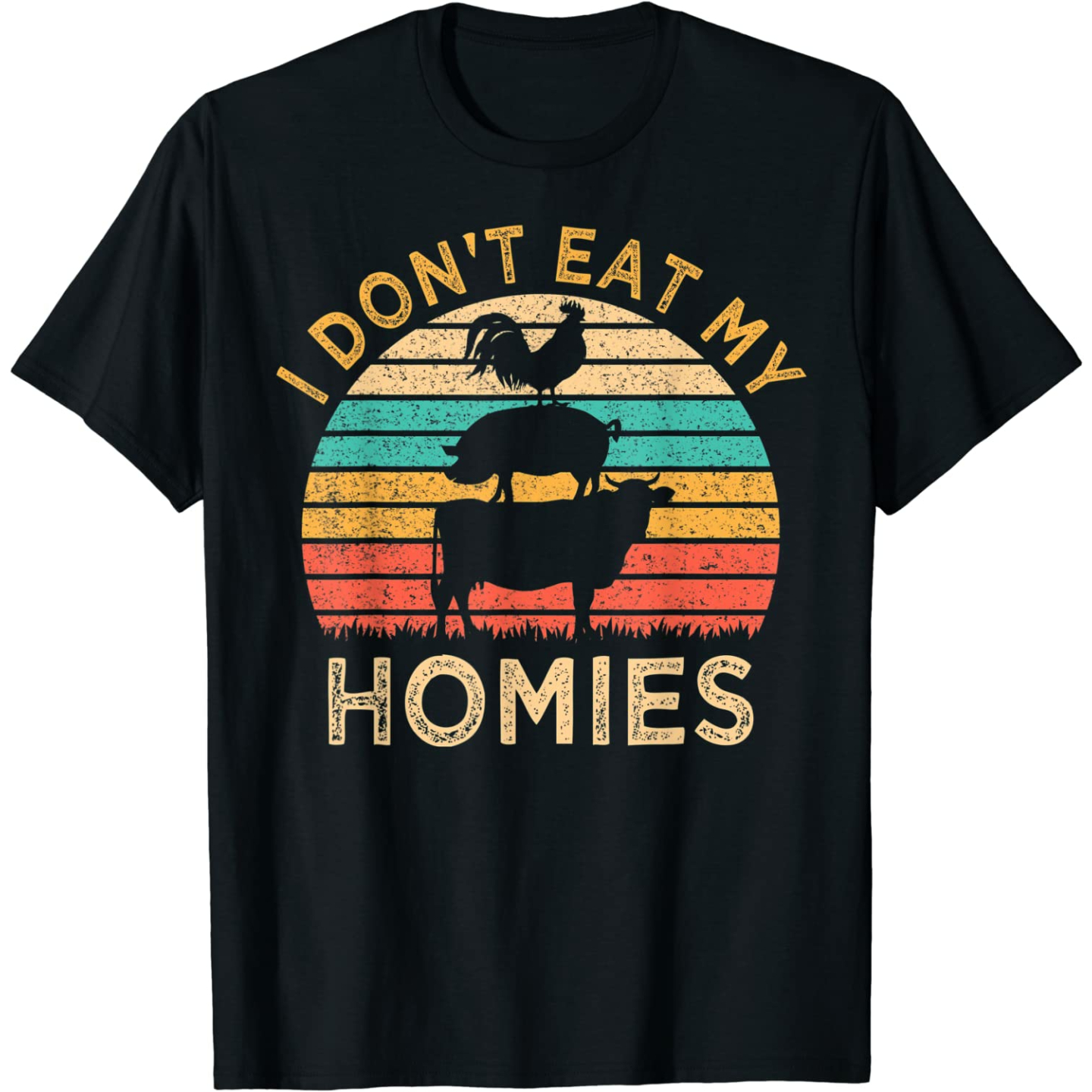 Funny Vegan Retro T-Shirt for Vegetarians