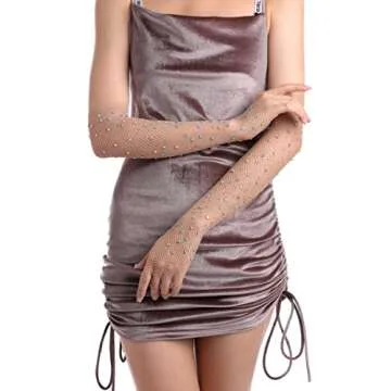 Sparkly Rhinestone Fishnet Gloves for Stunning Look