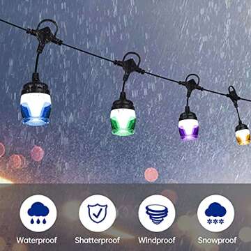 GIDEALED Outdoor String Lights,Bluetooth Smart APP Control and Remote Control RGB Patio Lights Color Changing,Sync Music,IP65 Waterproof with 12 Dimmable LED Bulbs for Festival,Garden,Party