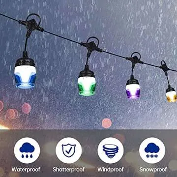 GIDEALED Outdoor String Lights,Bluetooth Smart APP Control and Remote Control RGB Patio Lights Color Changing,Sync Music,IP65 Waterproof with 12 Dimmable LED Bulbs for Festival,Garden,Party