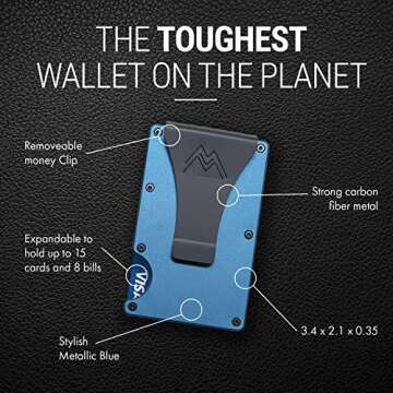 Mountain Voyage Minimalist Wallet for Men & Women - Slim RFID Wallet, Scratch Resistant, Credit Card Holder & Money Clip, Easily Removable Money & Cards, Mens & Womens Wallets (Matte Navy Blue)