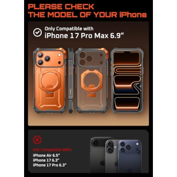 SUPCASE for iPhone 17 Pro Max Case with Kickstand (Unicorn Beetle Grip), Camera Control Cover, Compa...