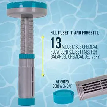 U.S. Pool Supply Floating Spa, Hot Tub & Small Pool Chlorine and Bromine Chemical Dispenser - Holds 1" Tablets, 13 Flow Level Control Setting