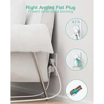 Compact Surge Protector Power Strip Tower with USB Ports