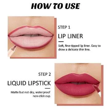 Boobeen Liquid Matte Lipstick and Lip Line Pencil Set, Nude Red Lip Makeup Longwear Waterproof Lipliner Pens & Velvet Lip Stain Lip Gloss Smooth Matte Lip Color Make Up Gift Set (#10)