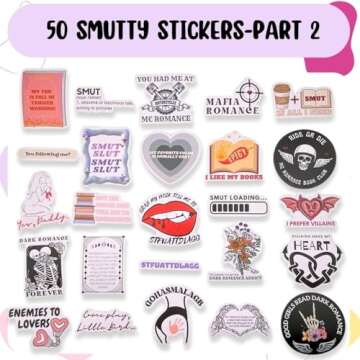 Book Stickers for Kindle,Reading Smut Bookish Sticker Adult Spicy Booktok Smutty Funny Aesthetic Decal,Emotional Support Mafia Hockey Grumpy Dark MC Romance Sport Books Lover Clear Case Deco Gift-50PC