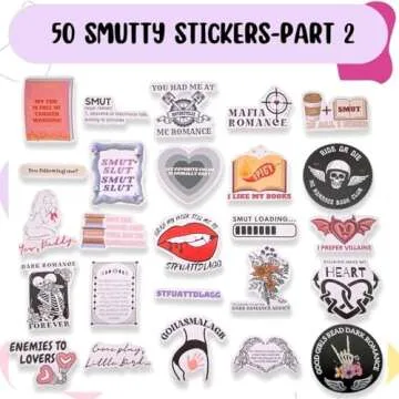 Book Stickers for Kindle,Reading Smut Bookish Sticker Adult Spicy Booktok Smutty Funny Aesthetic Decal,Emotional Support Mafia Hockey Grumpy Dark MC Romance Sport Books Lover Clear Case Deco Gift-50PC