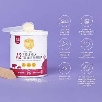 Serenity Kids 12+ Months Toddler Milk Formula Powder - Grass Fed Organic A2 Whole Milk - 12.7oz Can - Clean Label Project Purity Award Certified - 1 Count - Toddler Formula
