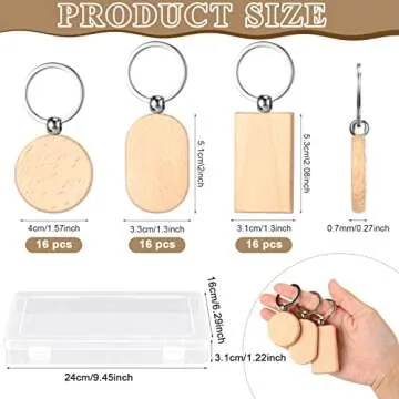 Fumete Wooden Keychain Blanks Wood Engraving Unfinished Key Chain with Storage Container for DIY Gift Craft Supplies(24 Pcs)