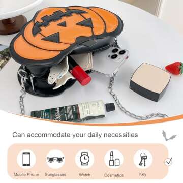 KUANG! Halloween Pumpkin Purse Heart Shape Devil Shoulder Bag Treat or Trick Handbags for Girls