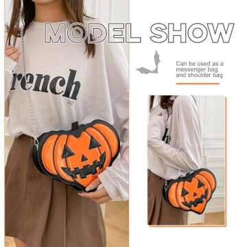 KUANG! Halloween Pumpkin Purse Heart Shape Devil Shoulder Bag Treat or Trick Handbags for Girls