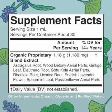 USDA Organic Nootropic Focus Supplement with Ginkgo Biloba - Brain, Memory and Adrenal Support