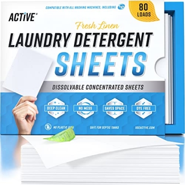 Eco-Friendly Laundry Detergent Sheets - 80 Loads of Dissolvable Cleaning Power