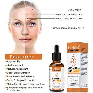 Premium 20% 𝐯𝐢𝐭𝐚𝐦𝐢𝐧 𝐜 𝐬𝐞𝐫𝐮𝐦 - (2PACK) with Hyaluronic Acid, Retinol & Amino Acids - Boost Skin Collagen,Hydrate & Plump Skin, Anti Aging & Wrinkle Facial Serum