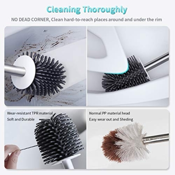 MEXERRIS Toilet Brush and Holder Set - Silicone Bristles