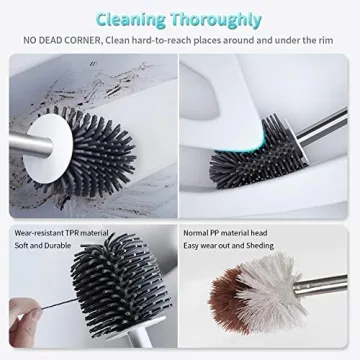 MEXERRIS Toilet Brush and Holder Set - Silicone Bristles